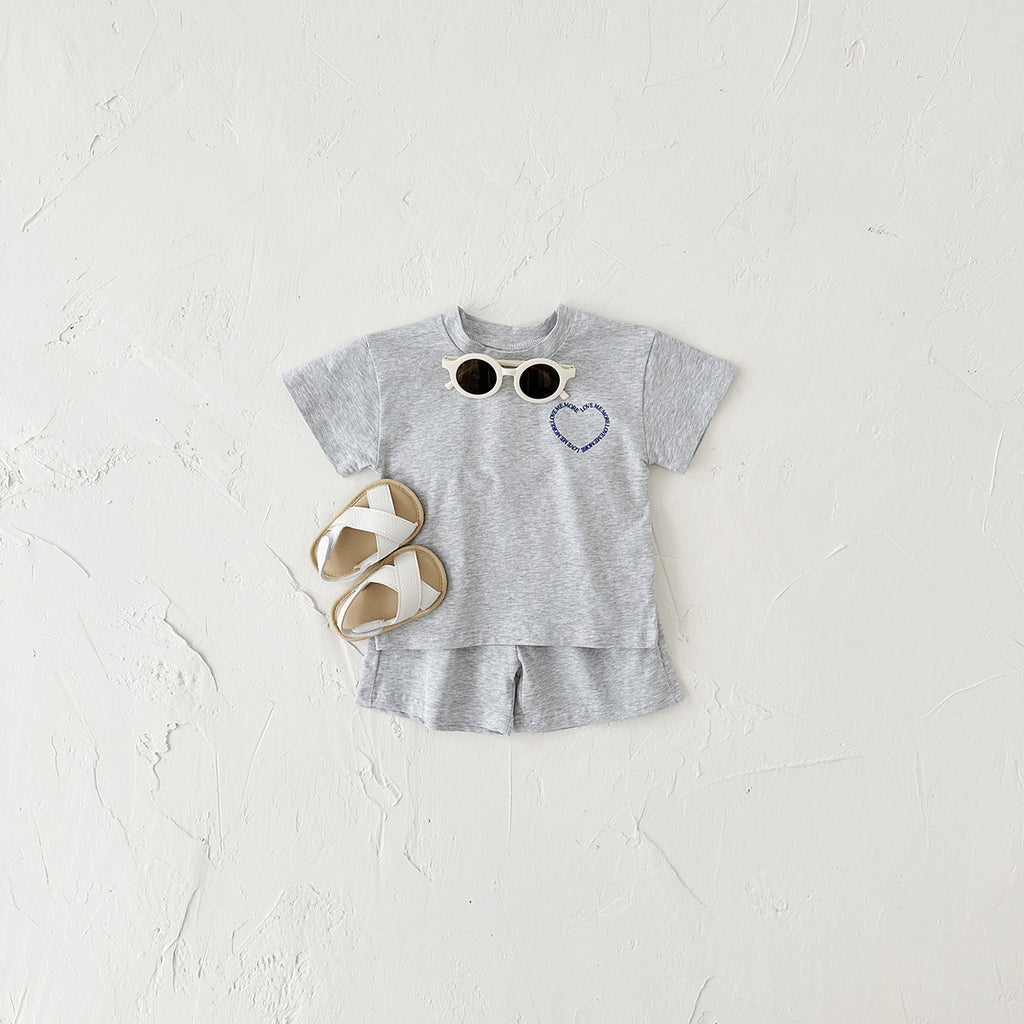 Baby & Toddler Heart Print Short Sleeve Two-piece Set