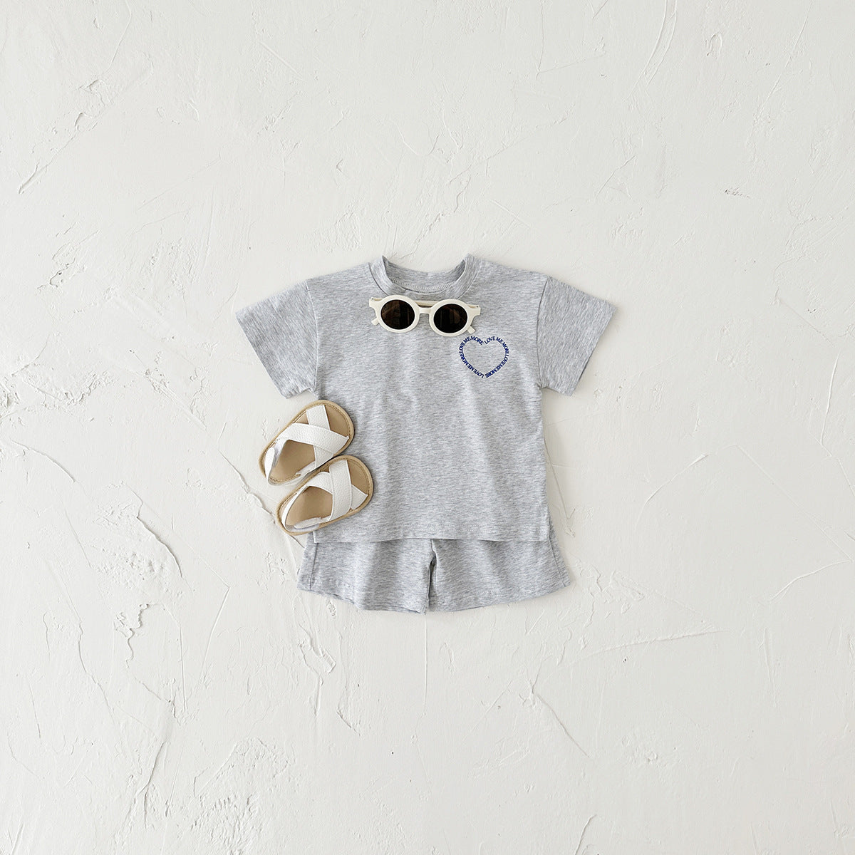 Baby & Toddler Heart Print Short Sleeve Two-piece Set
