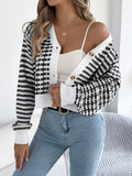 Color-blocked Striped Cardigan Short Coat Sweater
