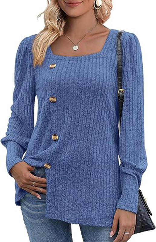 Women's Sunken Stripe Long-sleeved Top