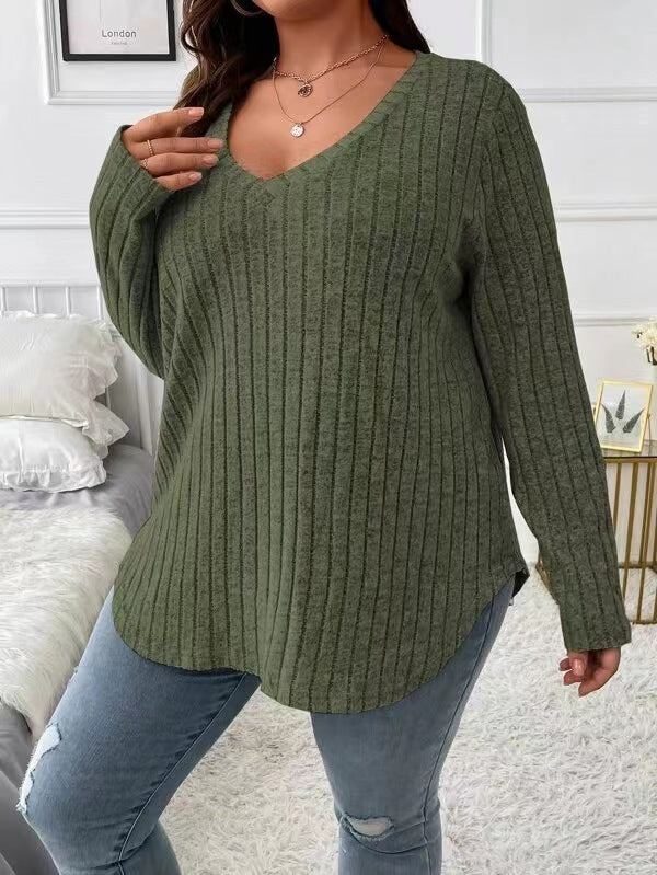 V-neck Long-sleeved Sweater For Women