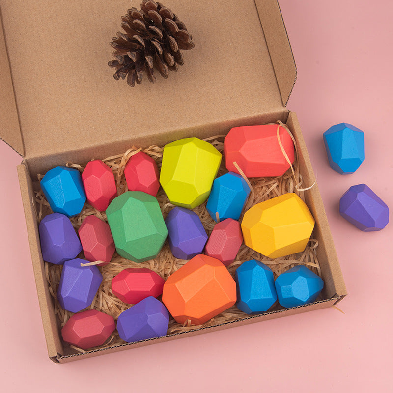 Wooden Colored Stones Jenga Children's Educational Toys Ornaments