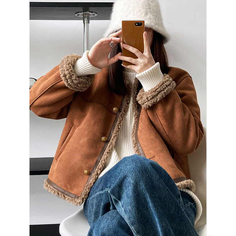 Idle Style Lamb Plush Coat Women's Winter Fur Jacket