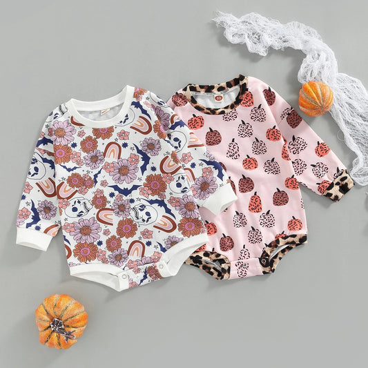 Baby Girl Halloween Jumpsuit Pumpkin Fall Romper