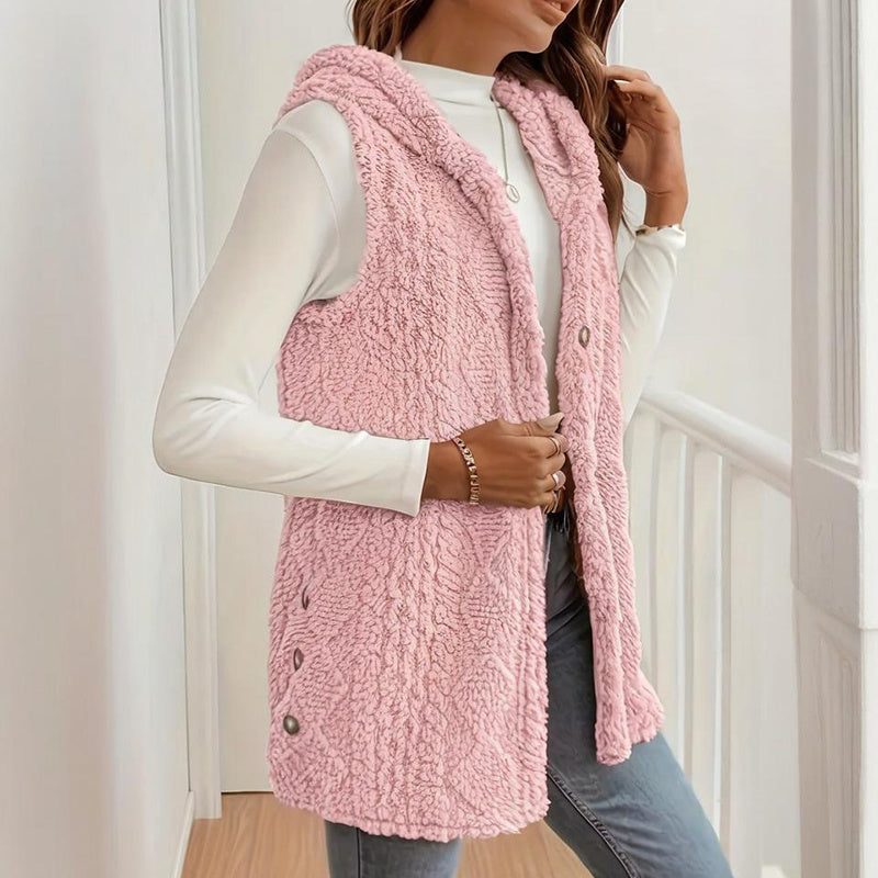 Women's Textured Sleeveless Hooded Vest