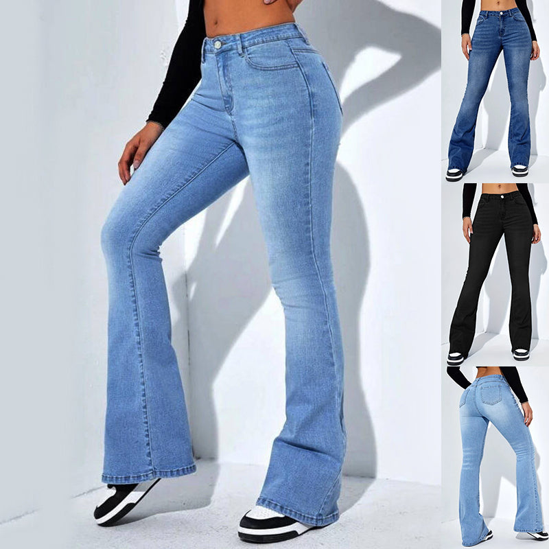 Women's Slim-fit High Waist Jeans With Flared legs