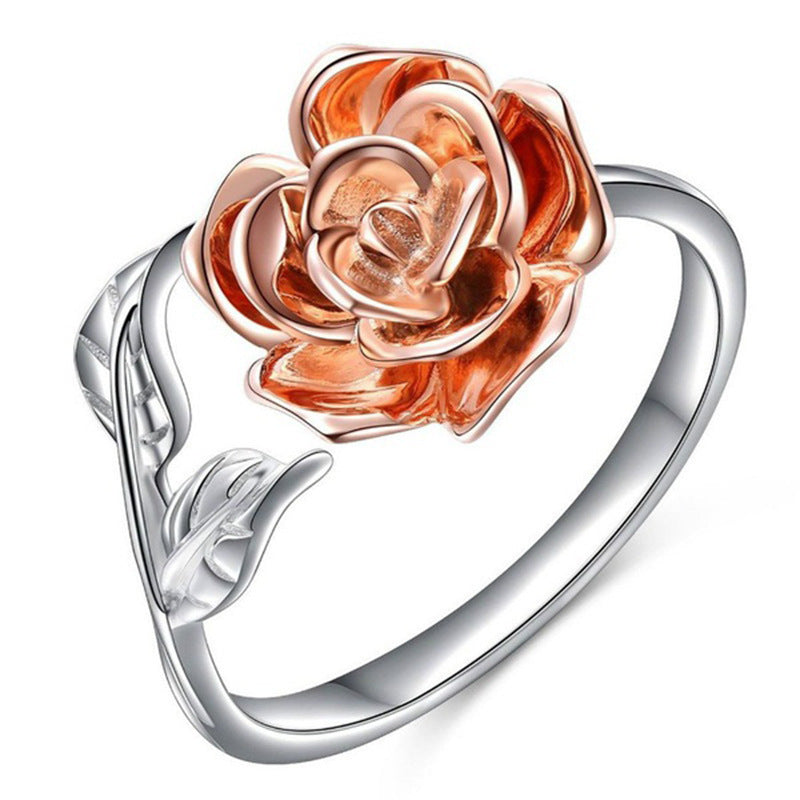 Rose Adjustable Silver Ring