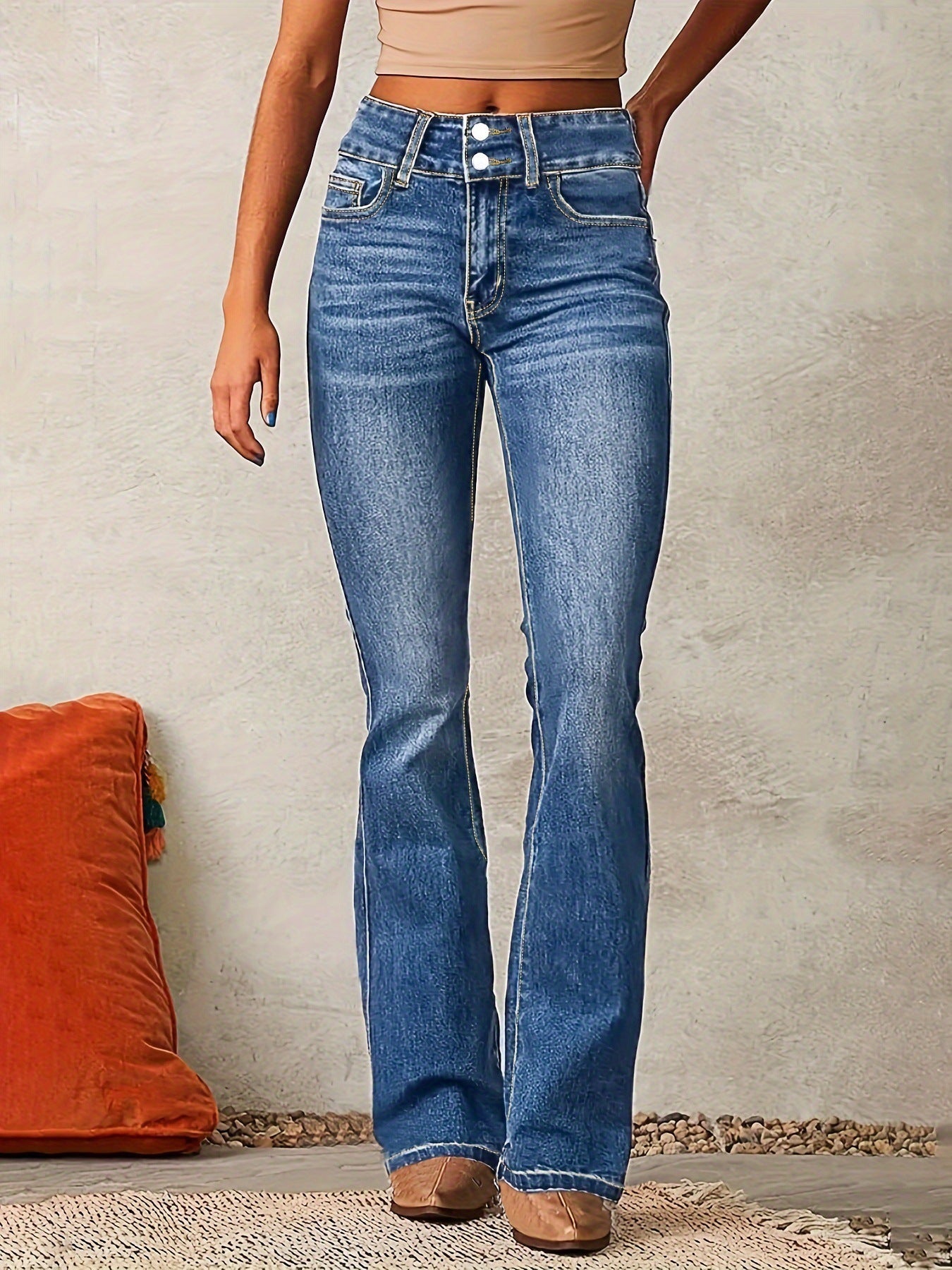 Skinny Flared Jeans With Pockets