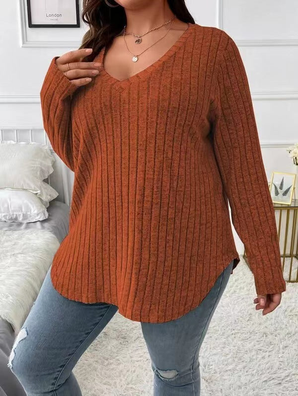 V-neck Long-sleeved Sweater For Women