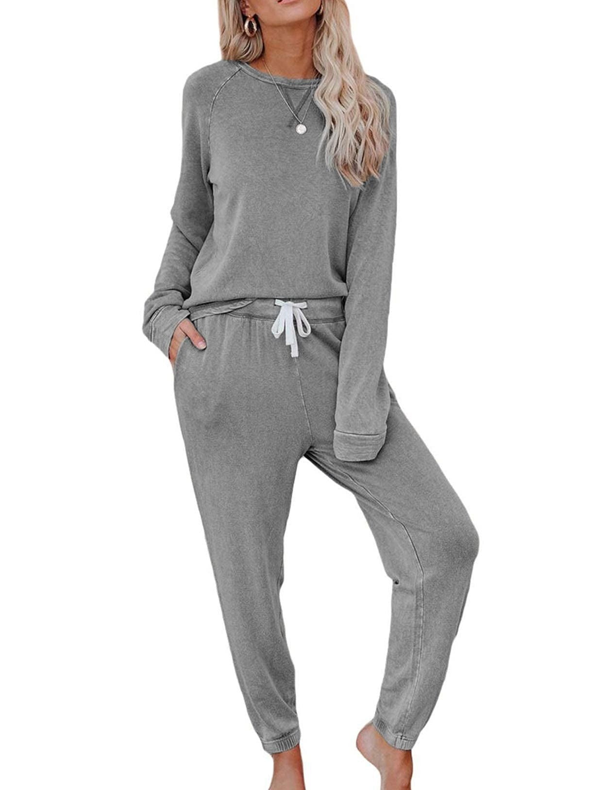 Home Long-sleeved & Sweatpants Ladies Two-piece Set
