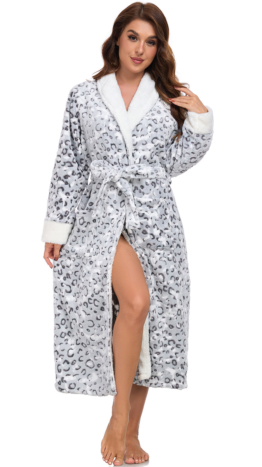 RONGTAI Ladies Long Fleece Bathrobe