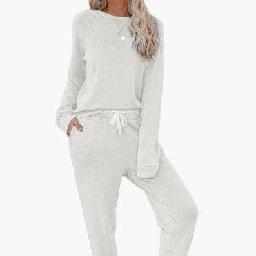 Home Long-sleeved & Sweatpants Ladies Two-piece Set