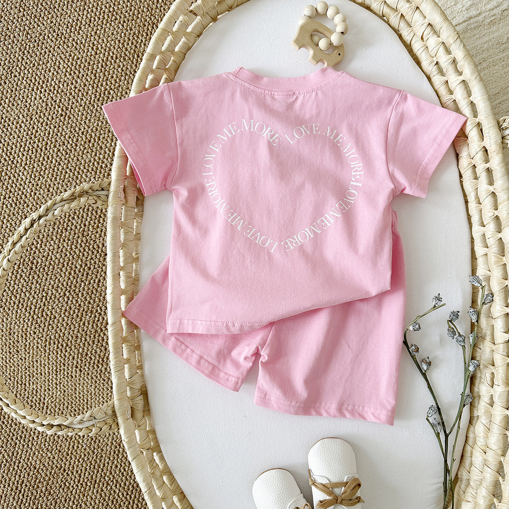 Baby & Toddler Heart Print Short Sleeve Two-piece Set