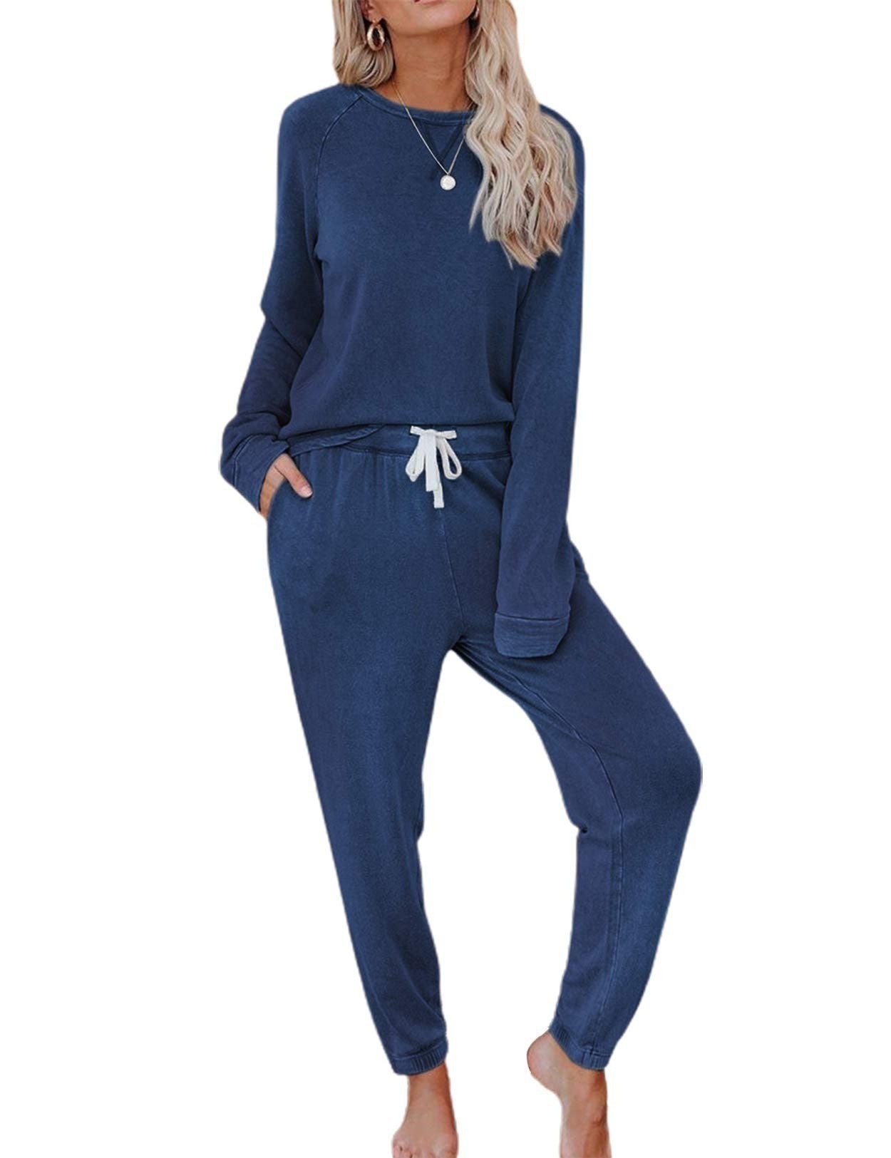 Home Long-sleeved & Sweatpants Ladies Two-piece Set