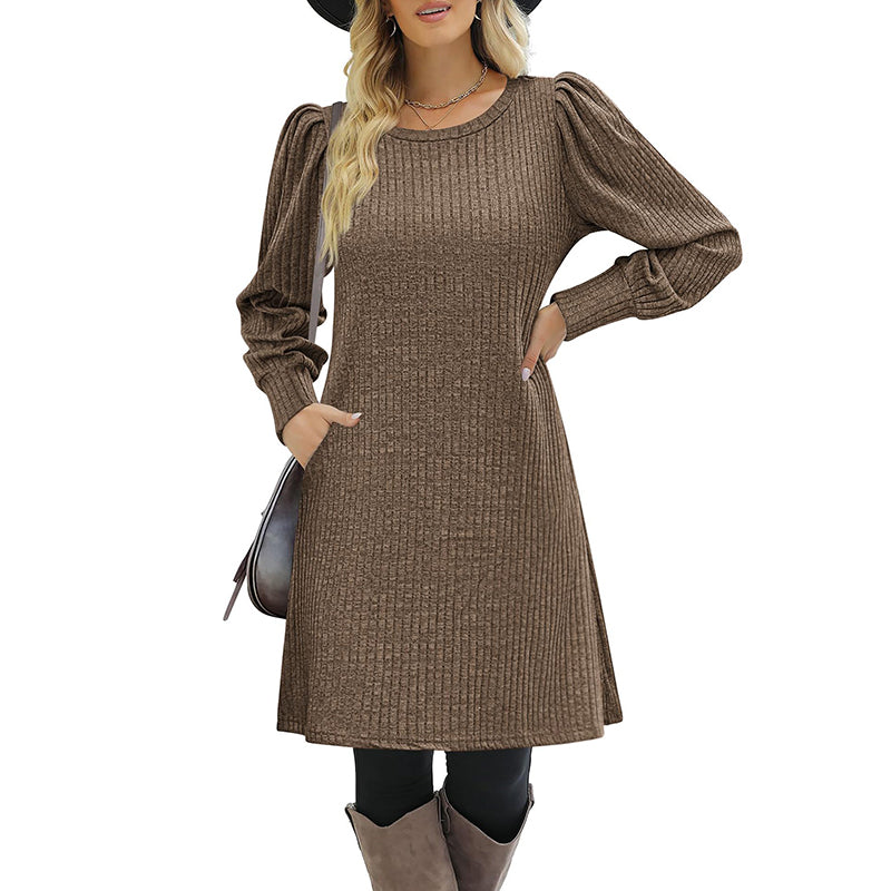 Women's Puff Sleeve Midi Dress