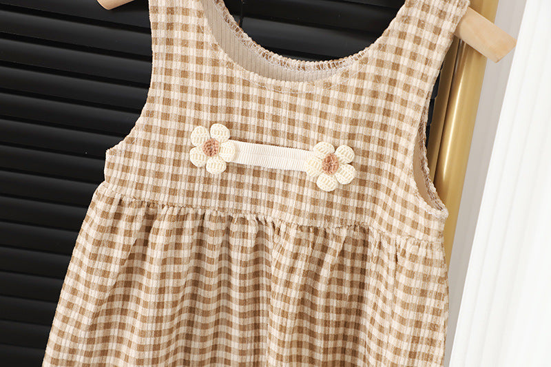 Girl Round-neck Long-sleeved Baby Dress Suit