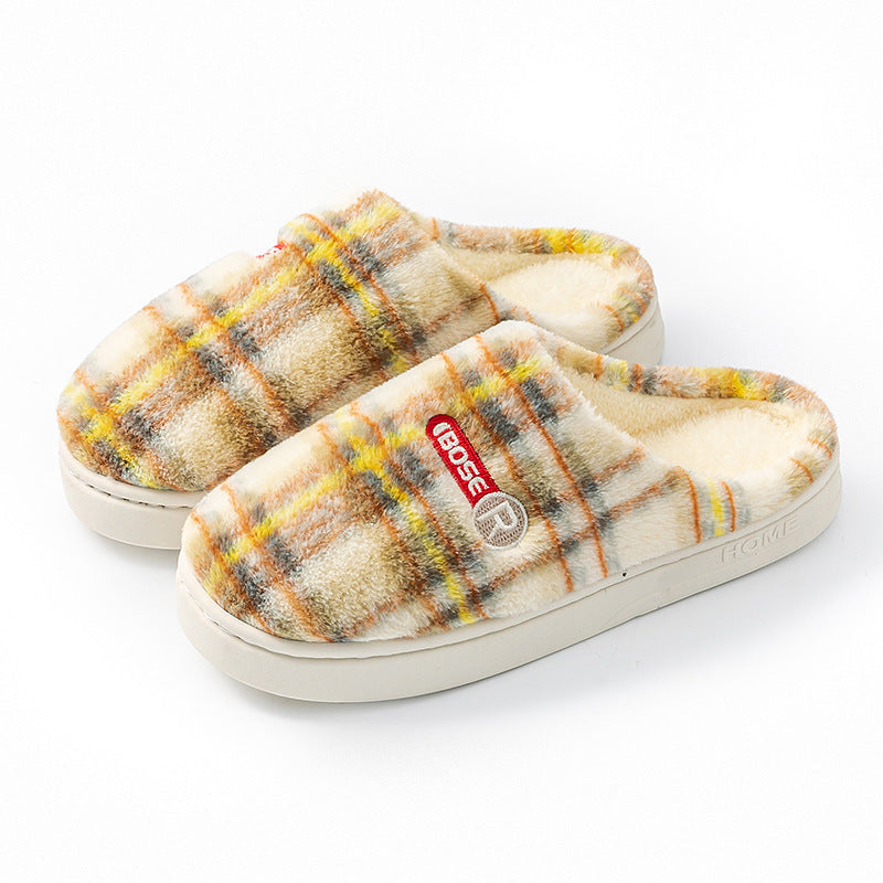 Plush Non-slip Plaid Slippers