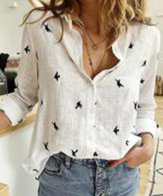 Women's Lapel Long Sleeve Shirt Fashion Solid Color Button Top