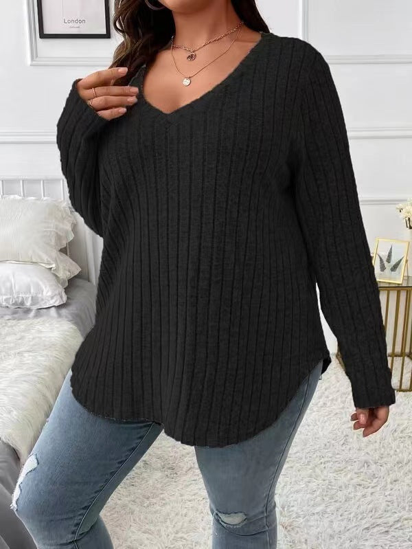 V-neck Long-sleeved Sweater For Women
