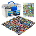 50-piece Metal Toy Car Set With Storage Box And Foldable Play Mat