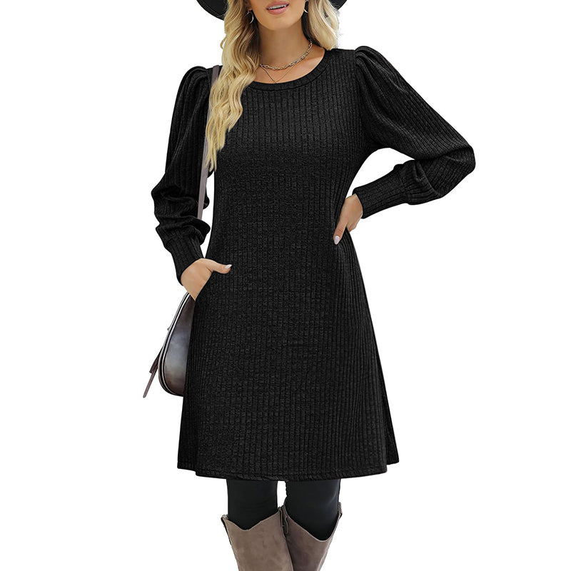 Women's Puff Sleeve Midi Dress