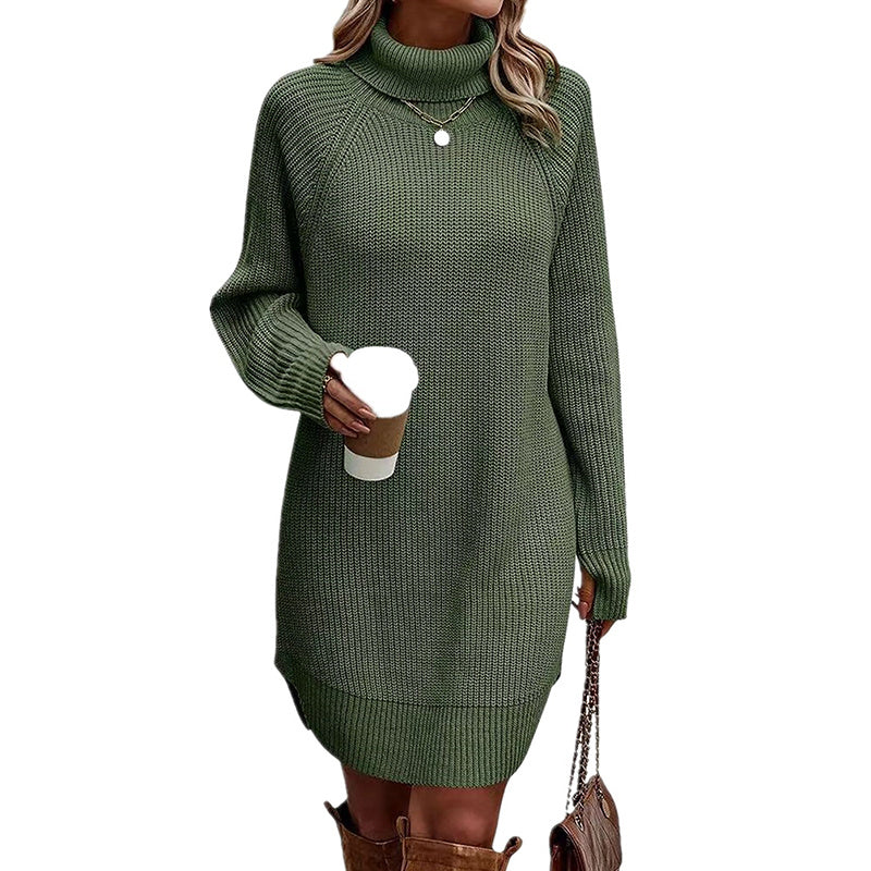 Women's Turtleneck Knitted Sweater Dress