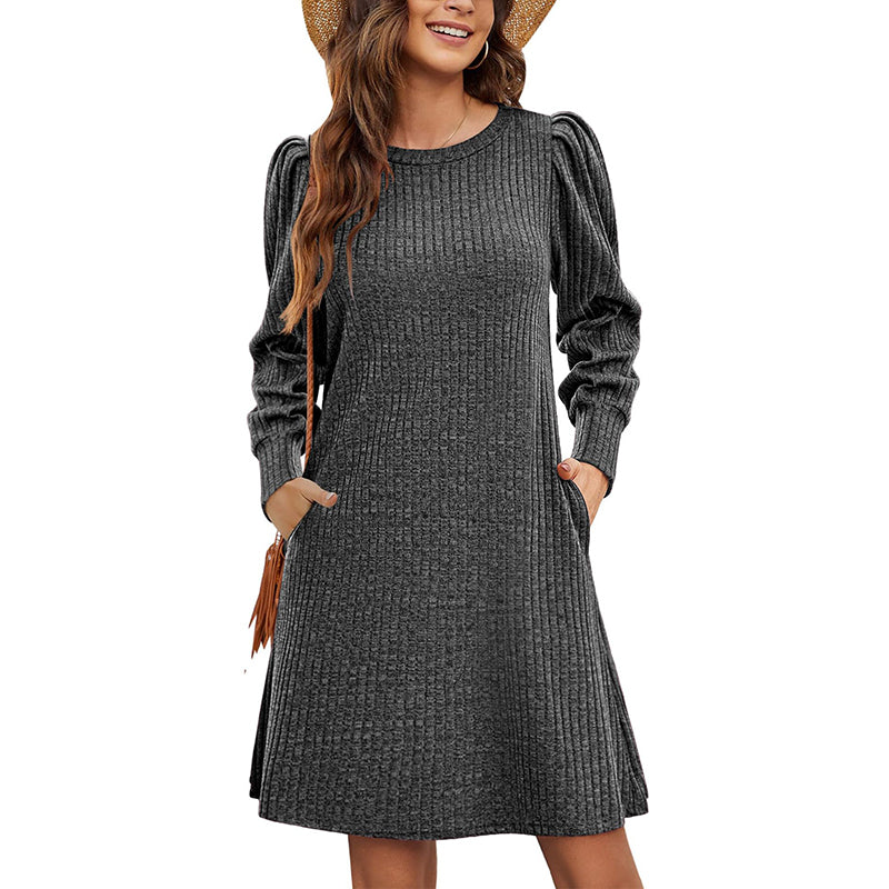 Women's Puff Sleeve Midi Dress