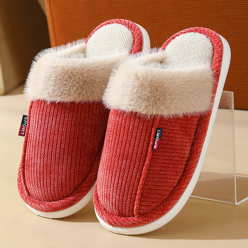 Fur Lined Non-slip Thermal Cotton Slippers