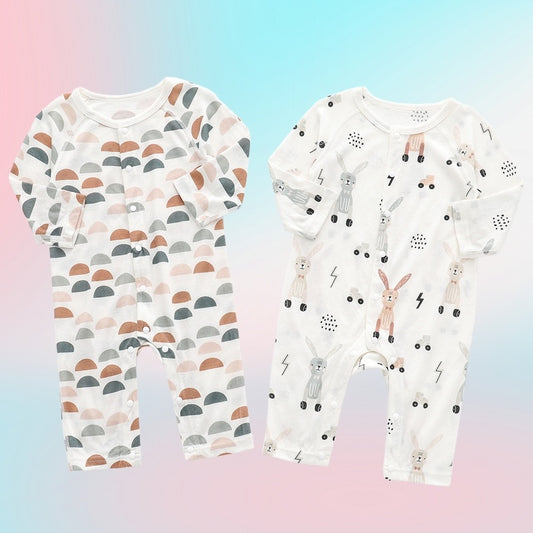 Bamboo Fiber Baby Jumpsuit Unisex Long Sleeve
