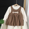 Girl Round-neck Long-sleeved Baby Dress Suit