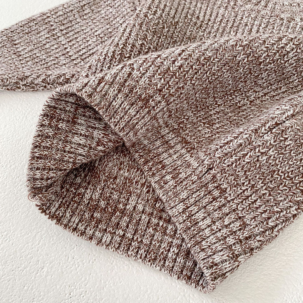 Mixed Color Thick Needle Pullover Pants with Fur Ball Knitted Hat 3-piece Set