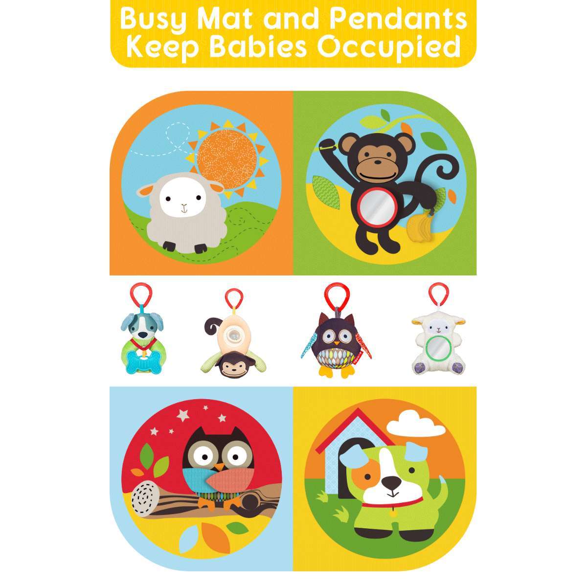 Keeygo Baby Play Mat Zoo Theme Sensory Infant Toy 0-6 Month