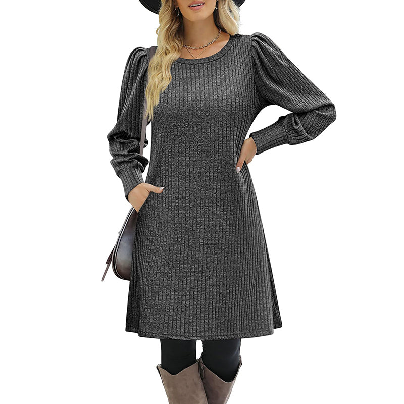 Women's Puff Sleeve Midi Dress