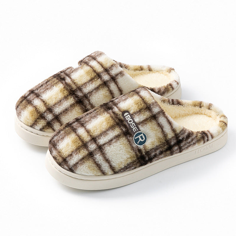 Plush Non-slip Plaid Slippers