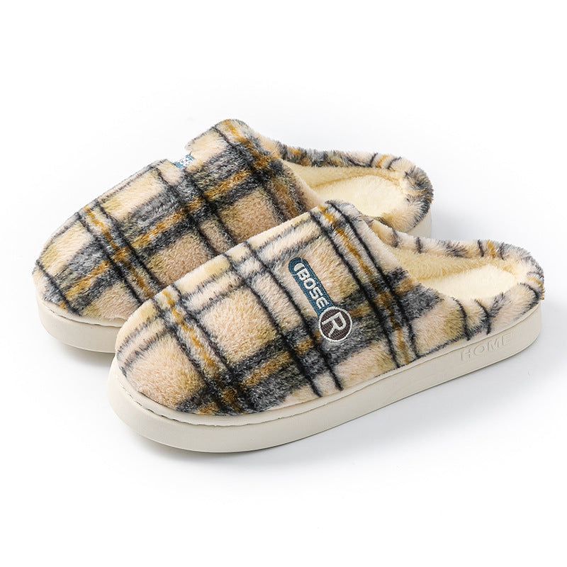 Plush Non-slip Plaid Slippers