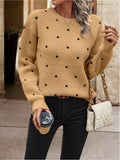 Polka Dot Print Pullover Knitted Sweater