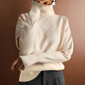 Women's Knitted Loose High Collar Warm Sweater Solid Color