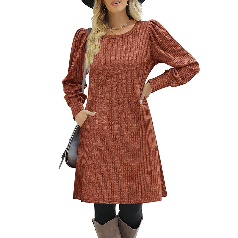 Women's Puff Sleeve Midi Dress