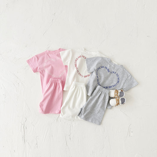 Baby & Toddler Heart Print Short Sleeve Two-piece Set