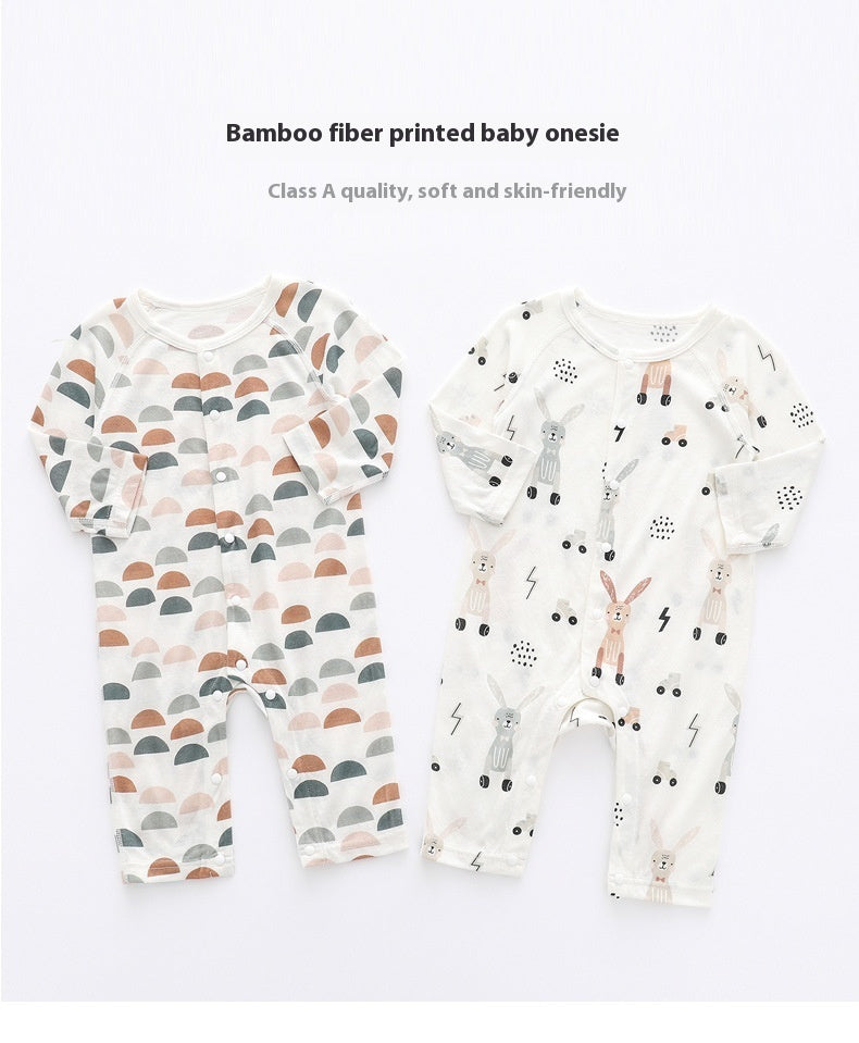 Bamboo Fiber Baby Jumpsuit Unisex Long Sleeve