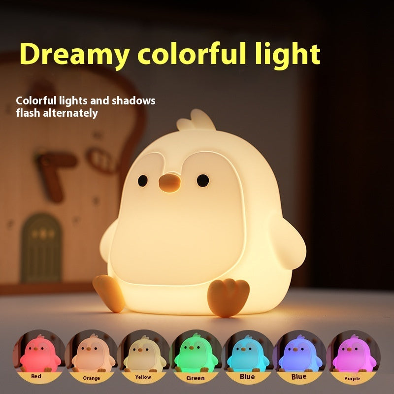 Baby Penguin Small Night Bedroom Bedside Silicone Pat Lamp
