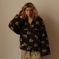 Winter Flower Lambskin Women's Sweatshirt With Big Pocket