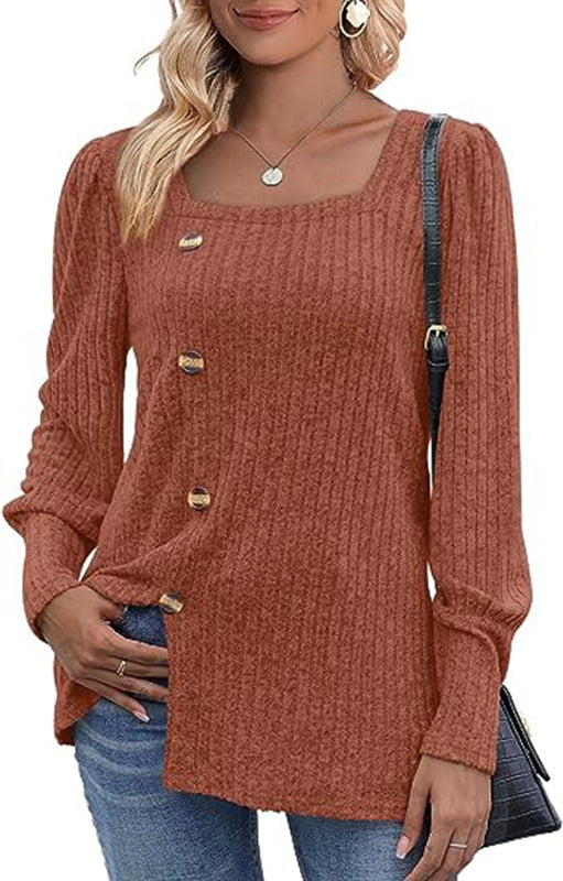 Women's Sunken Stripe Long-sleeved Top