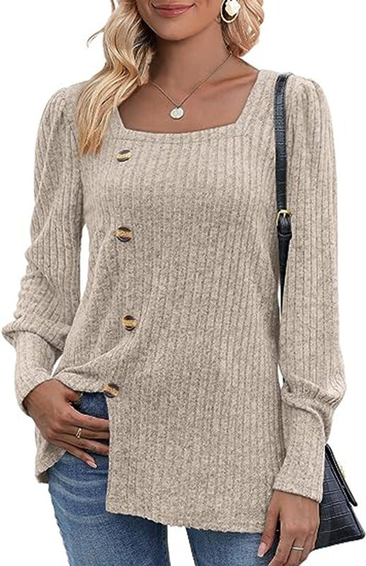 Women's Sunken Stripe Long-sleeved Top