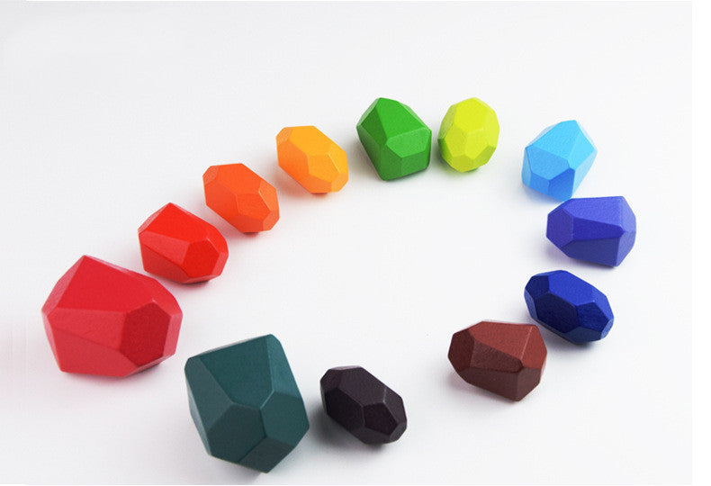 Wooden Colored Stones Jenga Children's Educational Toys Ornaments