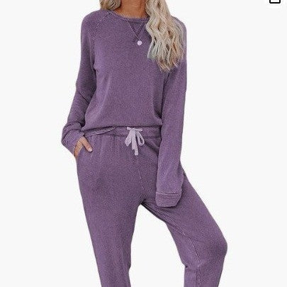 Home Long-sleeved & Sweatpants Ladies Two-piece Set