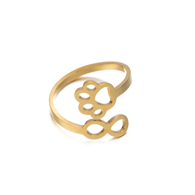 Simple 8-word Dog's Paw Open Tail Ring Women