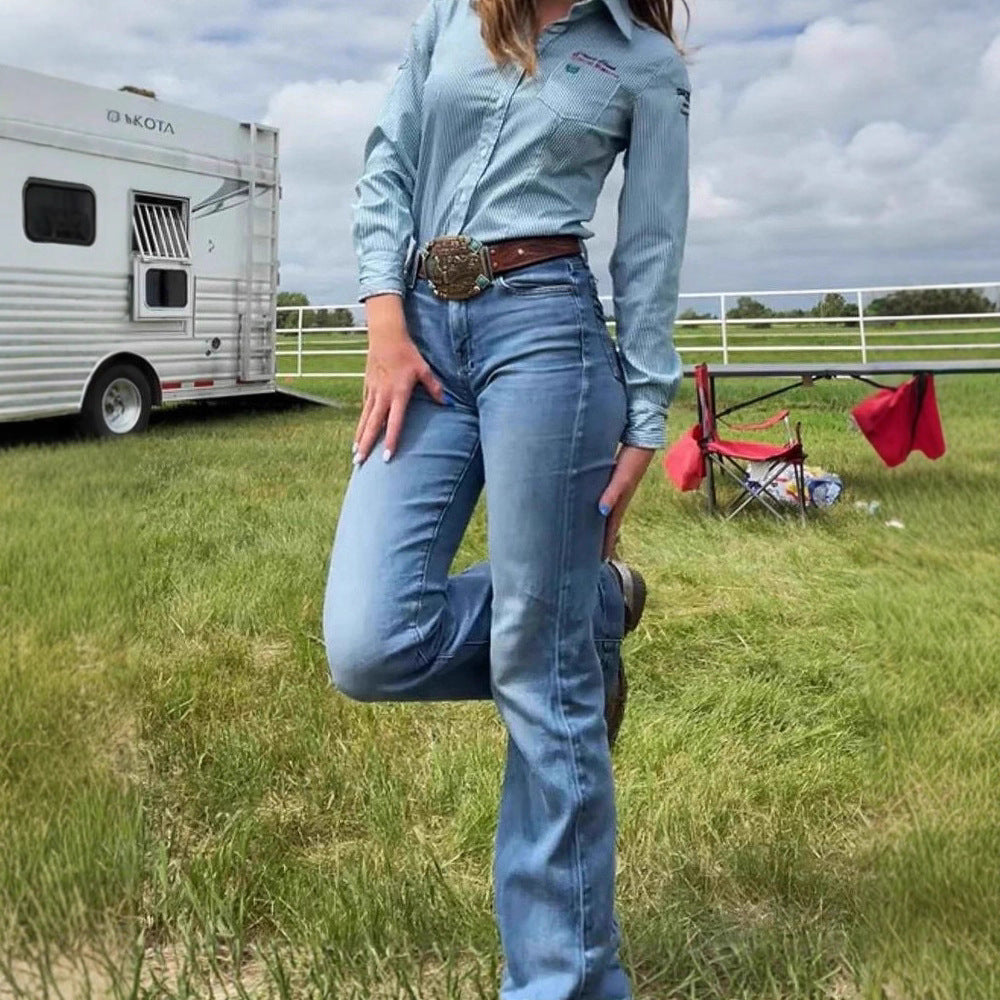 Slim Fit Mid-waist Flared Jeans